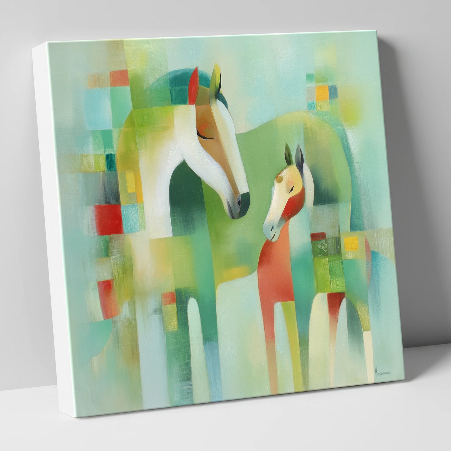 Contemporary Equine Harmony mare & foal canvas wall art