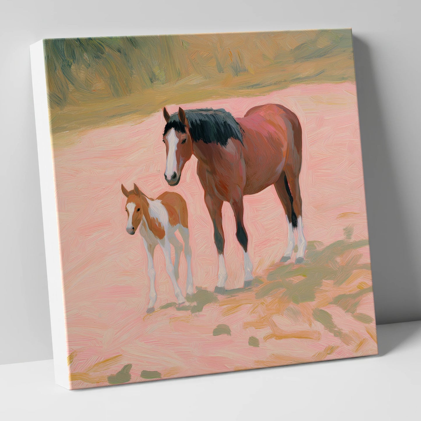 The Gentle Bond mare & foal canvas wall art
