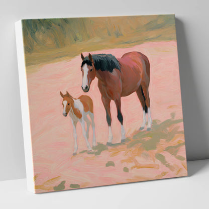 The Gentle Bond mare & foal canvas wall art