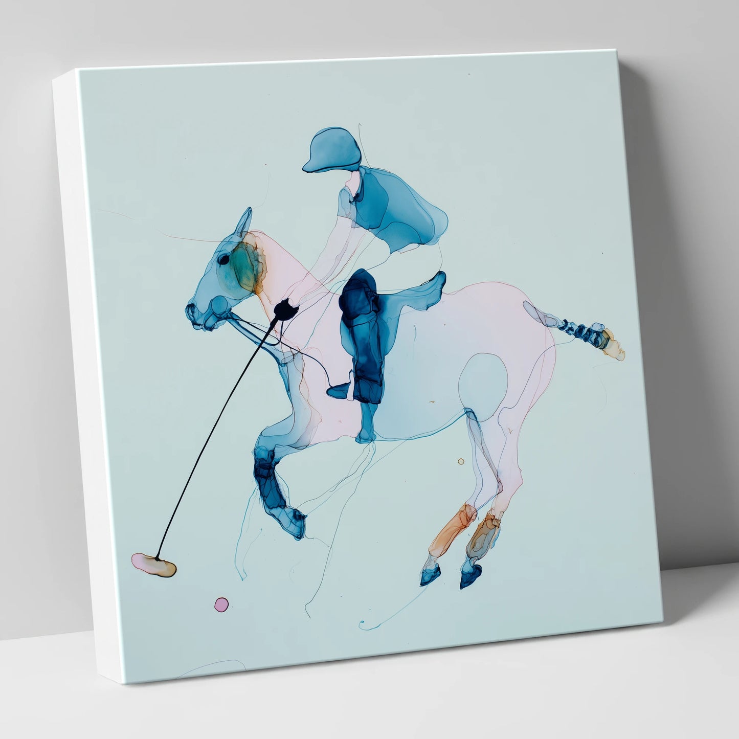 Ethereal Polo Strike polo horse canvas wall art