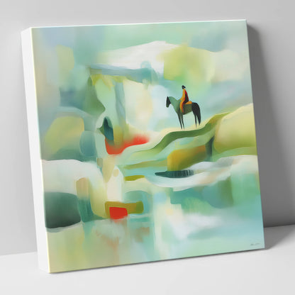 Serene Coastal Vantage beach horse canvas wall art