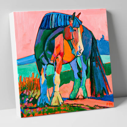 Colourful Shire Horse Portrait horse breed canvas wall art