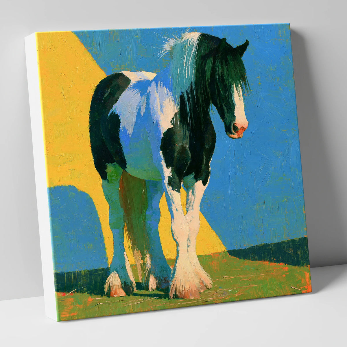Piebald Cob in Bright Colours horse breed canvas wall art