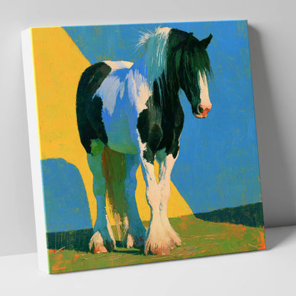 Piebald Cob in Bright Colours horse breed canvas wall art