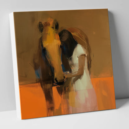 Silent Understanding horse & rider canvas wall art