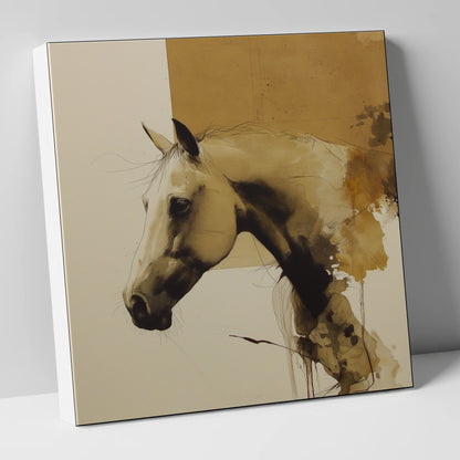 Expressive Sepia Profile horse breed canvas wall art