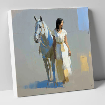 Beside the Grey horse & rider canvas wall art
