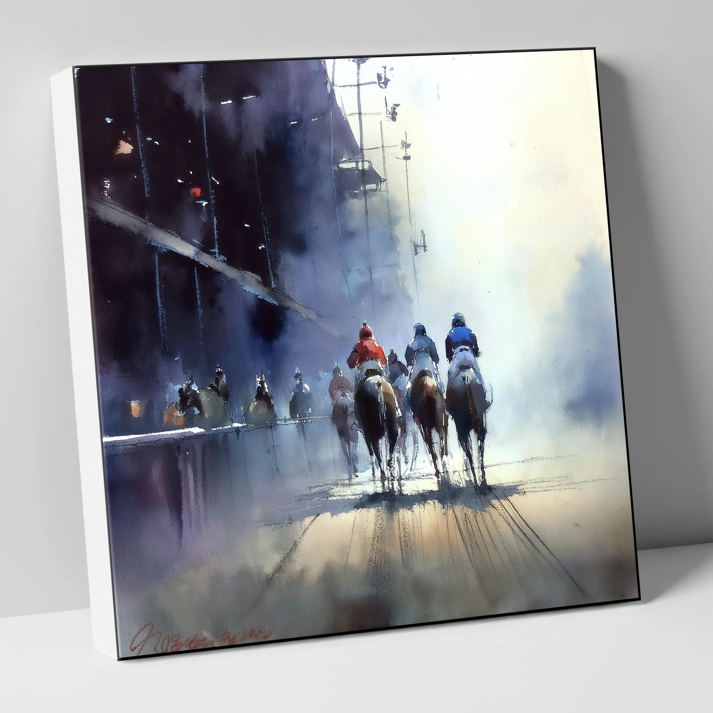 Towards the Post racing horse canvas wall art
