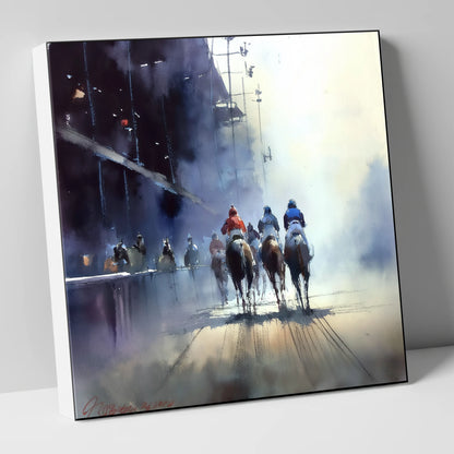 Towards the Post racing horse canvas wall art