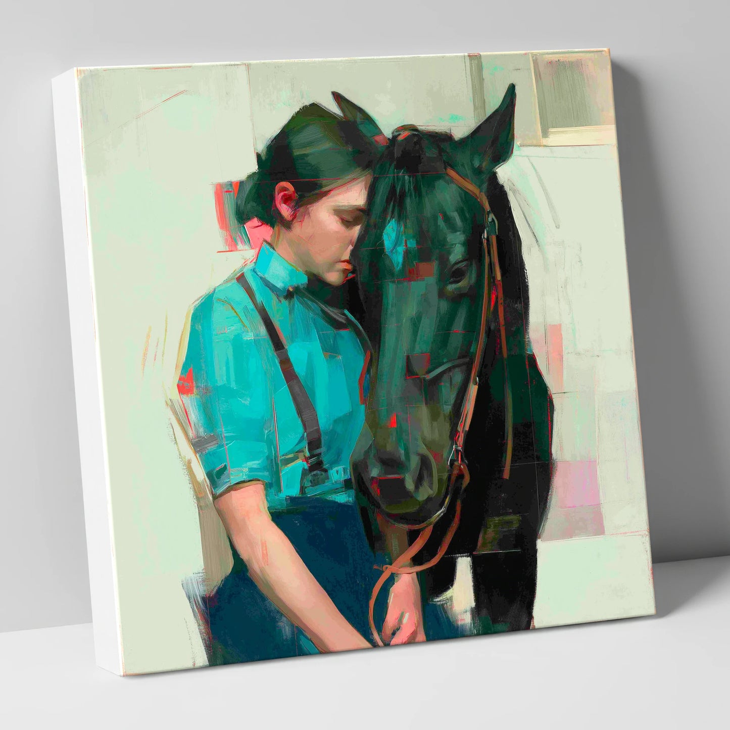 A Quiet Understanding horse & rider canvas wall art