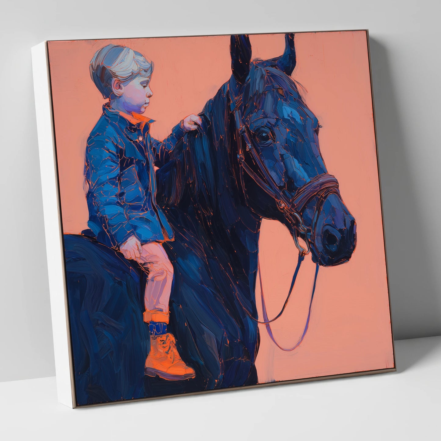 Indigo Beginnings horse & rider canvas wall art