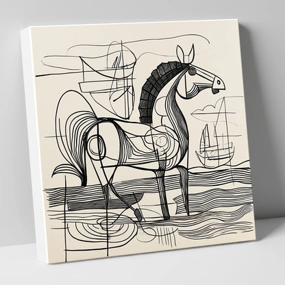 Abstract Coastal Equine beach horse canvas wall art