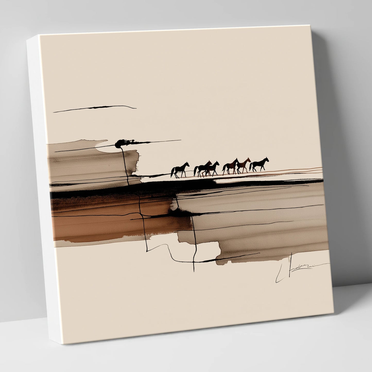 The Distant Herd horse landscape canvas wall art