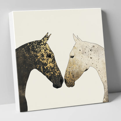 Gilded Encounter horse portrait canvas wall art