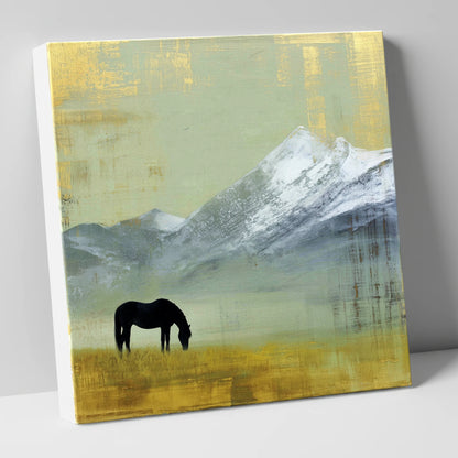 Gilded Mountain Solitude horse landscape canvas wall art