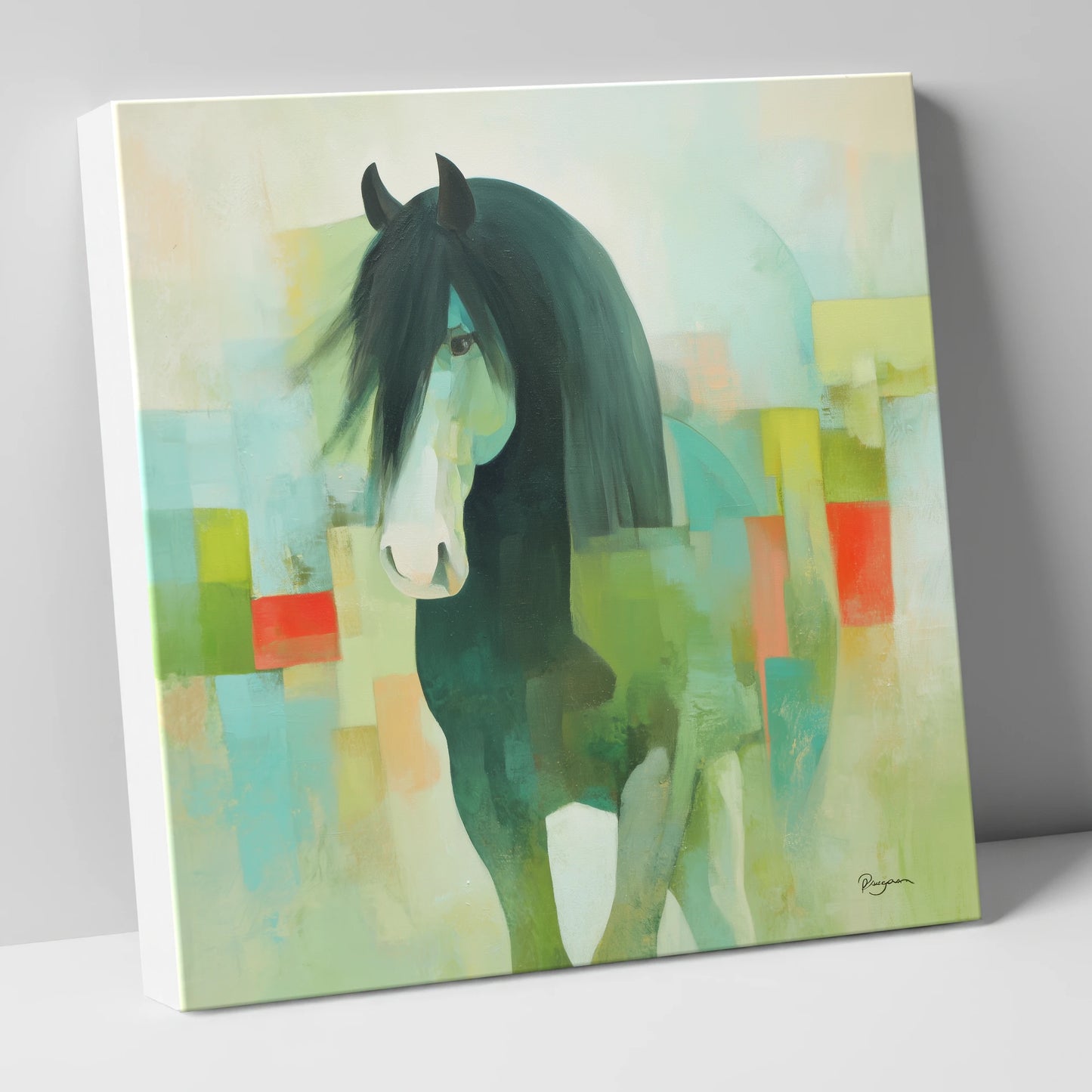 Geometric Equine Harmony horse breed canvas wall art
