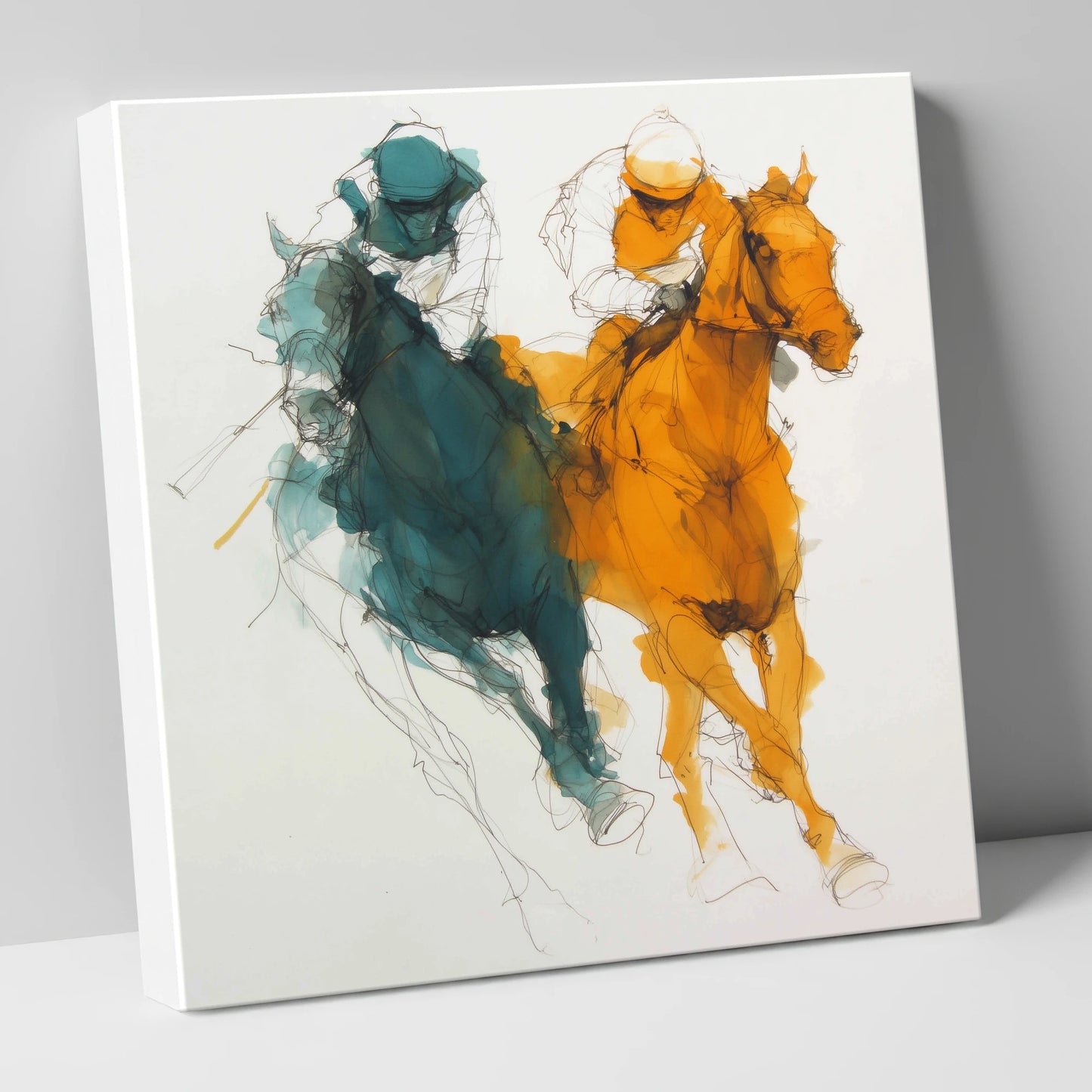 Dynamic Duel racing horse canvas wall art