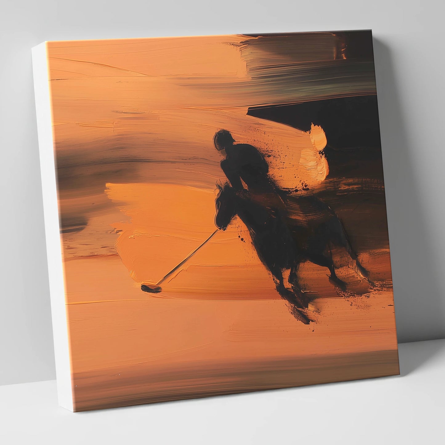 Amber Polo Pursuit polo horse canvas wall art