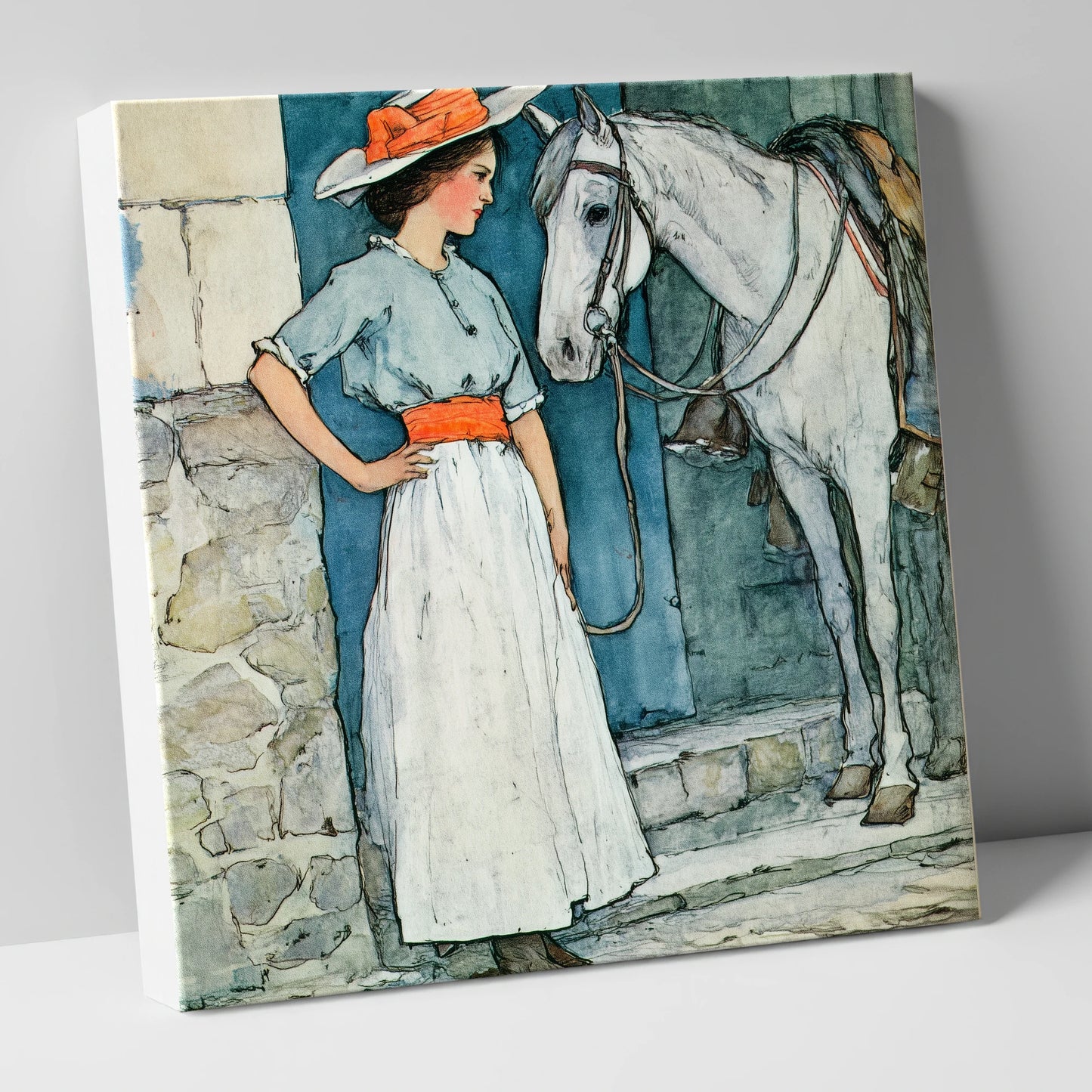 A Patient Companion horse & rider canvas wall art