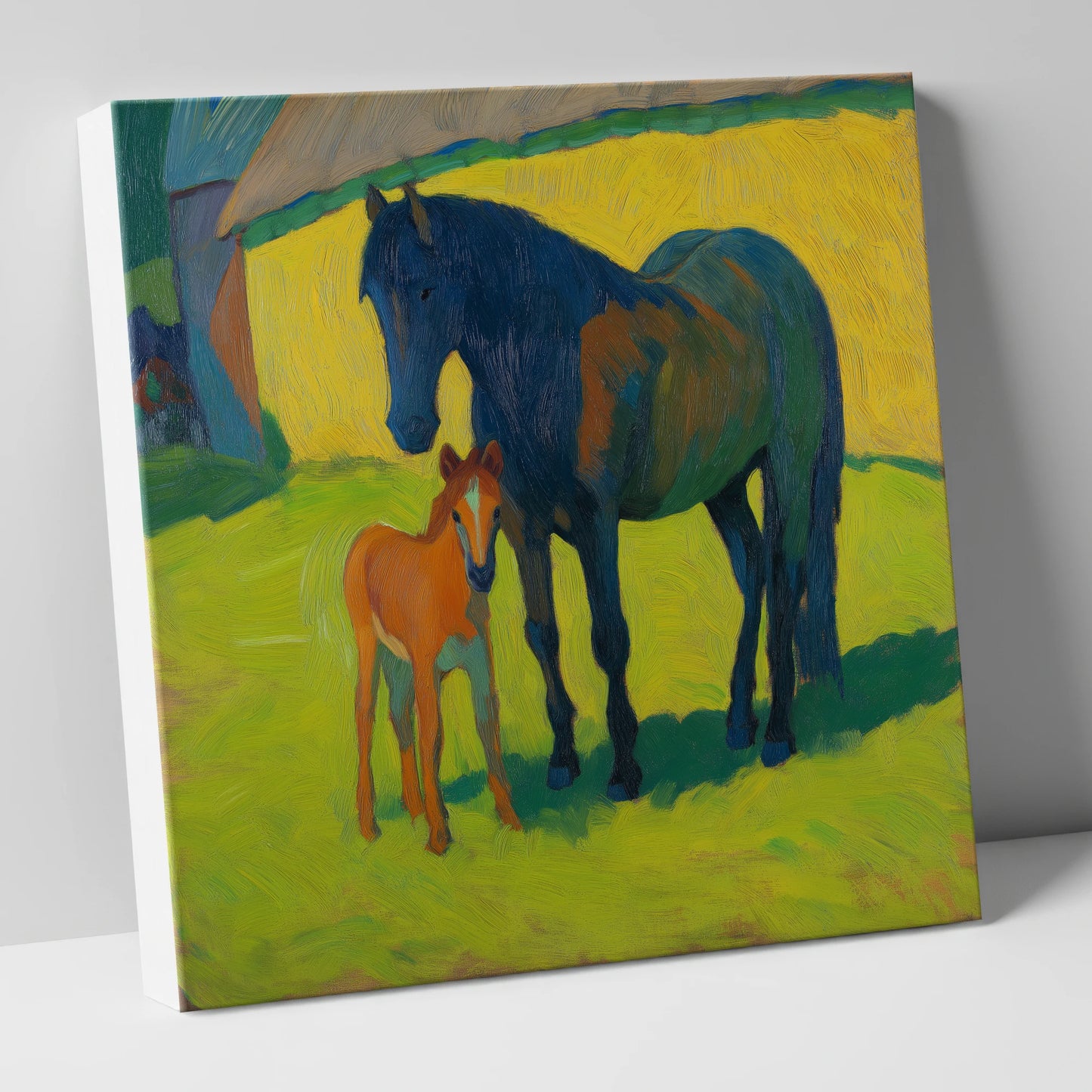 Radiant Pasture Bond mare & foal canvas wall art