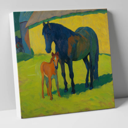 Radiant Pasture Bond mare & foal canvas wall art