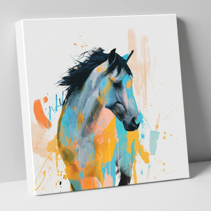 Teal and Amber Splendour horse portrait canvas wall art
