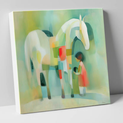 The Quiet Connection horse & rider canvas wall art