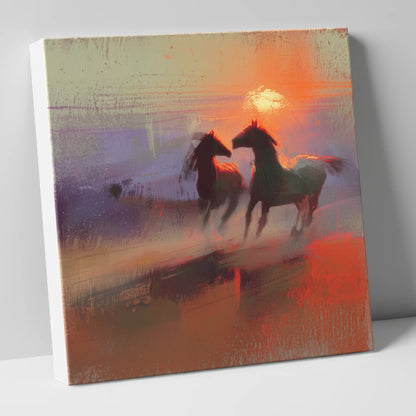 Untamed at Dusk wild horses canvas wall art