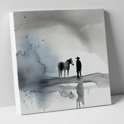 Silent Western Horizon western horse canvas wall art