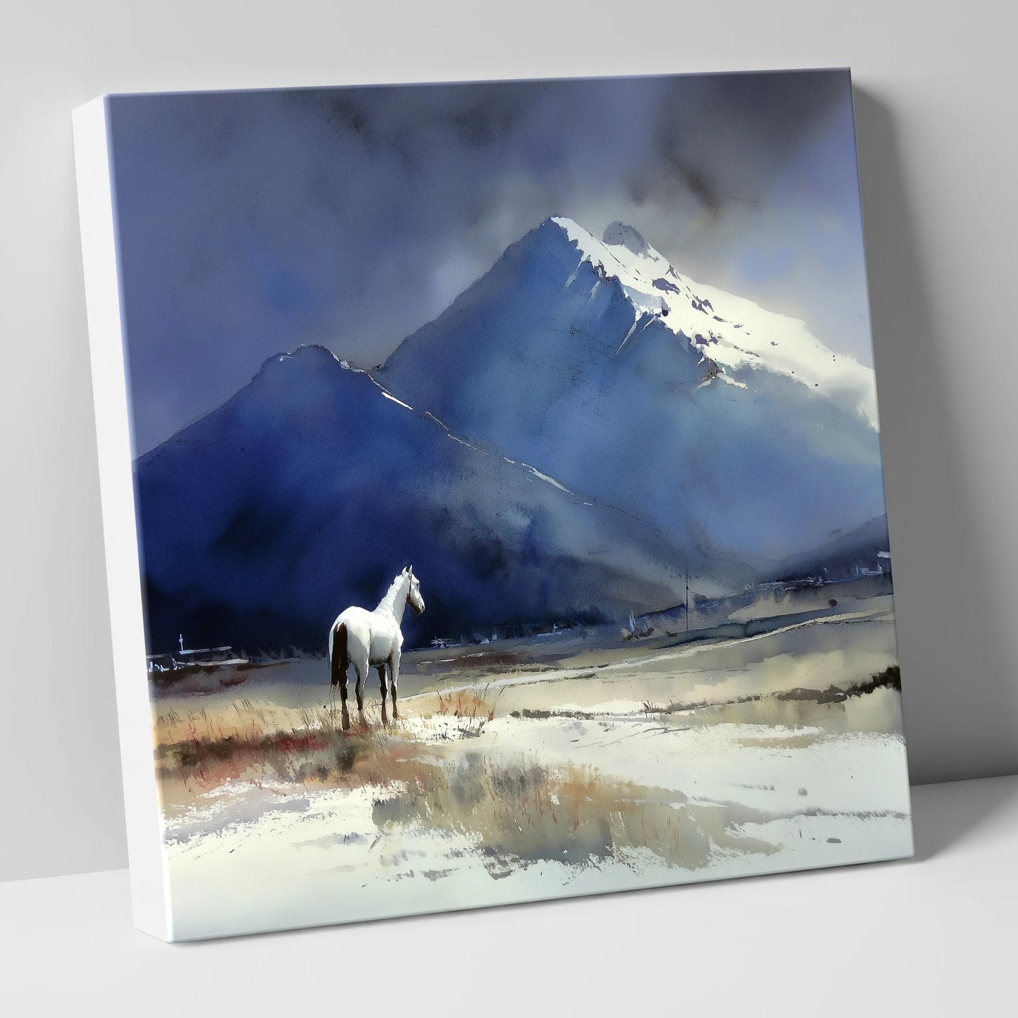 Winter Alpine Solitude horse landscape canvas wall art