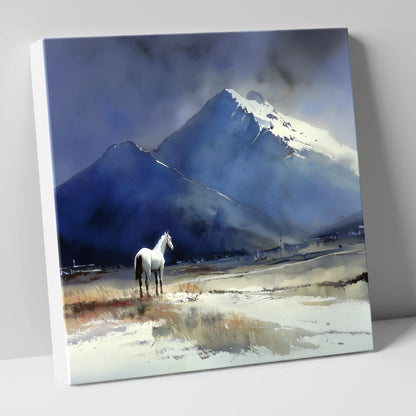 Winter Alpine Solitude horse landscape canvas wall art