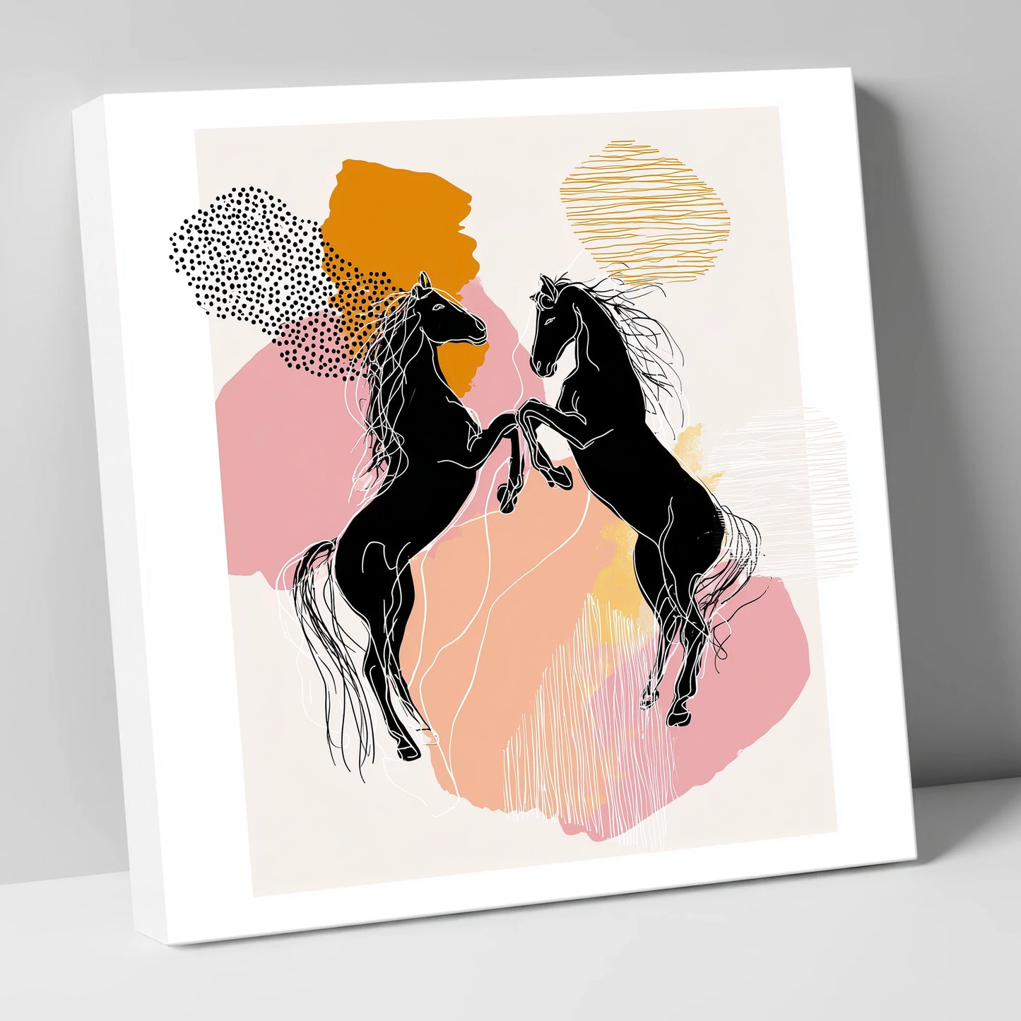Abstract Equine Harmony wild horses canvas wall art