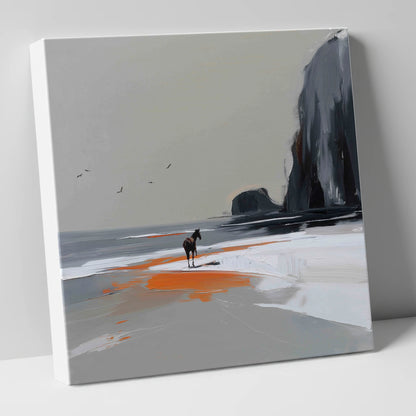 Solitary Shoreline horse landscape canvas wall art