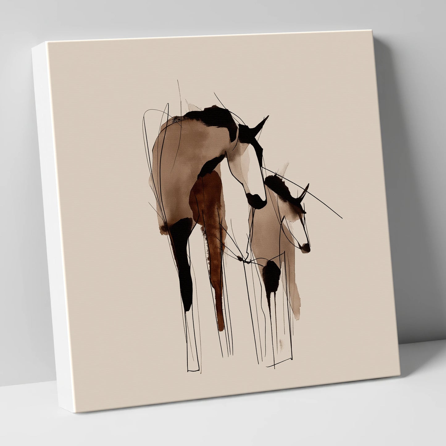 Tender Connection mare & foal canvas wall art
