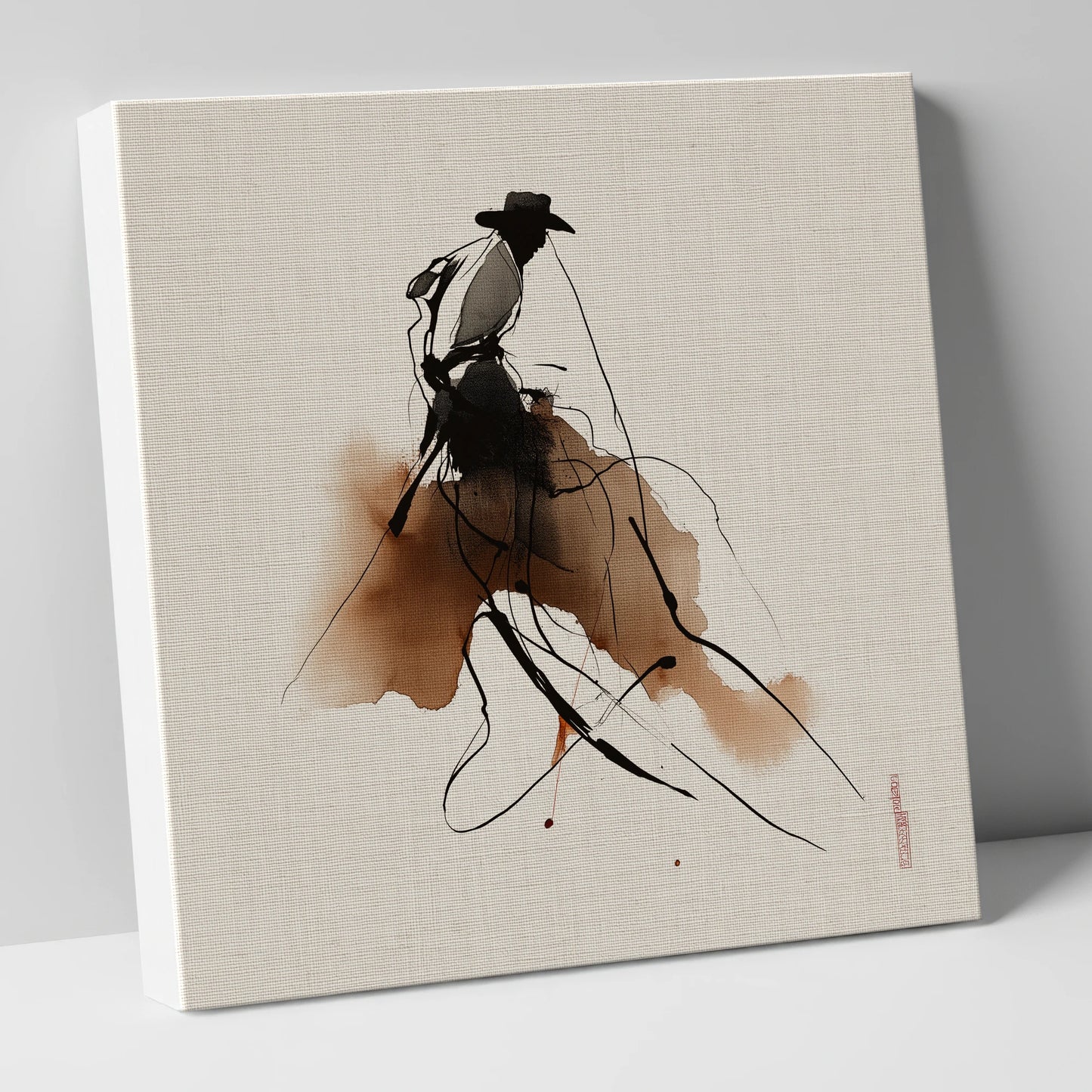 The Sepia Rider western horse canvas wall art