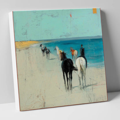 Turquoise Shore Hack horse landscape canvas wall art