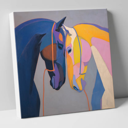 Vibrant Equine Bond horse portrait canvas wall art