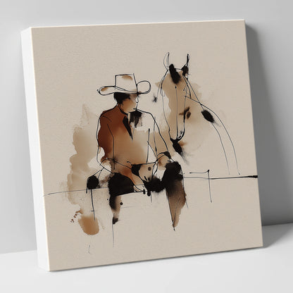 The Cowboy's Rest western horse canvas wall art