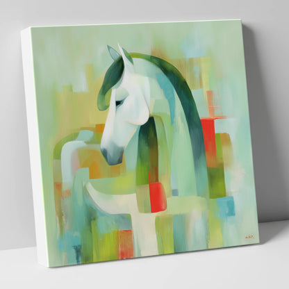 Modernist Mint Profile horse breed canvas wall art