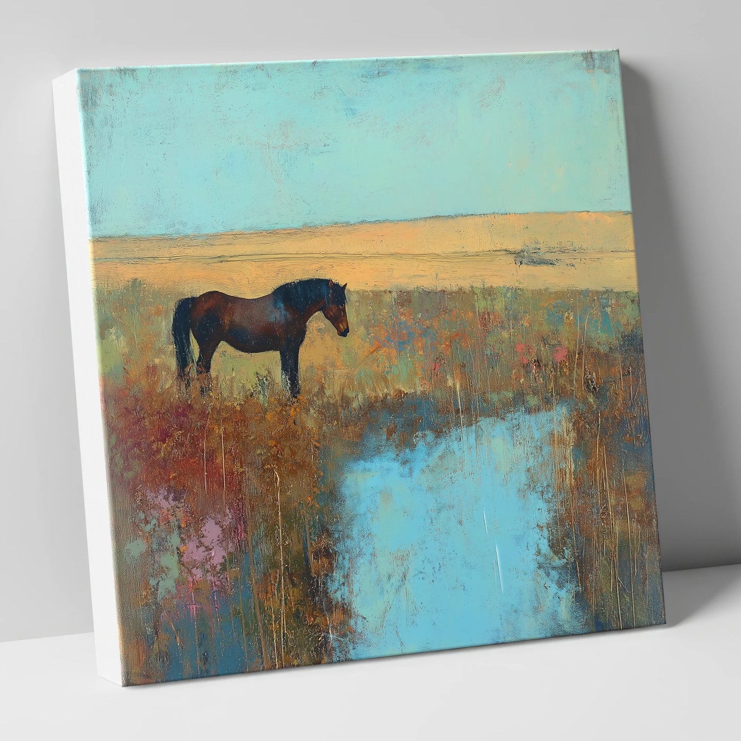 Silent Waters horse landscape canvas wall art