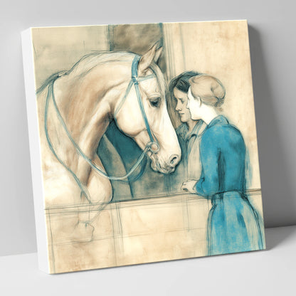 A Gentle Exchange horse & rider canvas wall art