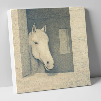 The Quiet Observer horse stable canvas wall art