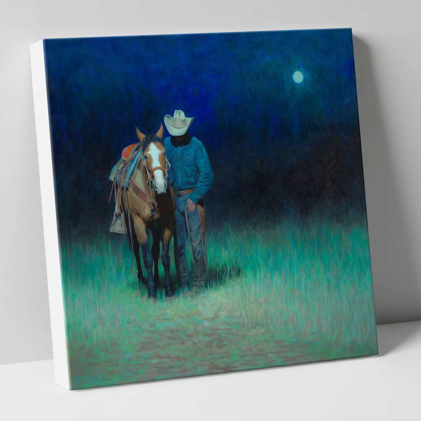 Under the Western Moon western horse canvas wall art