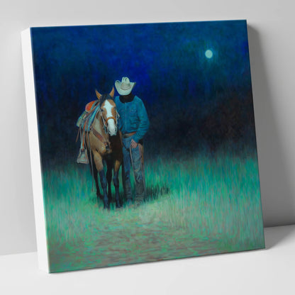 Under the Western Moon western horse canvas wall art