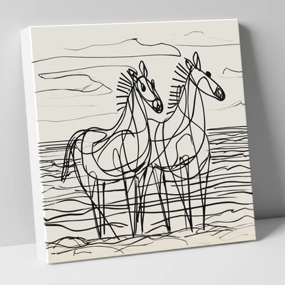Linear Equine Companions horse landscape canvas wall art