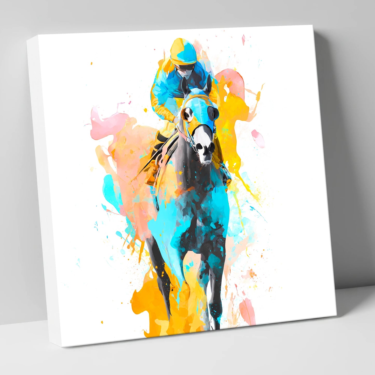 Vibrant Front Runner racing horse canvas wall art
