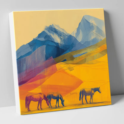 Golden Mountain Pasture horse landscape canvas wall art
