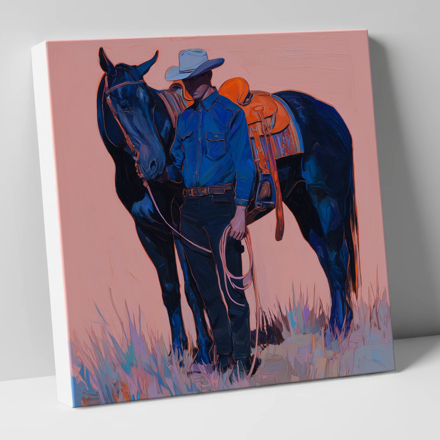 The Indigo Horseman western horse canvas wall art
