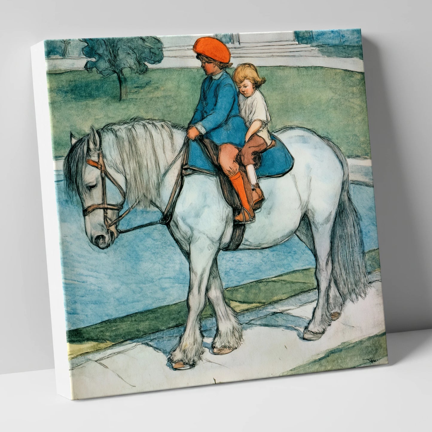 The Shared Ride horse & rider canvas wall art