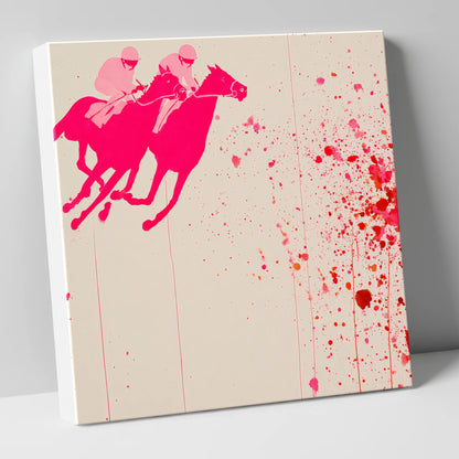 Vibrant Photo Finish racing horse canvas wall art